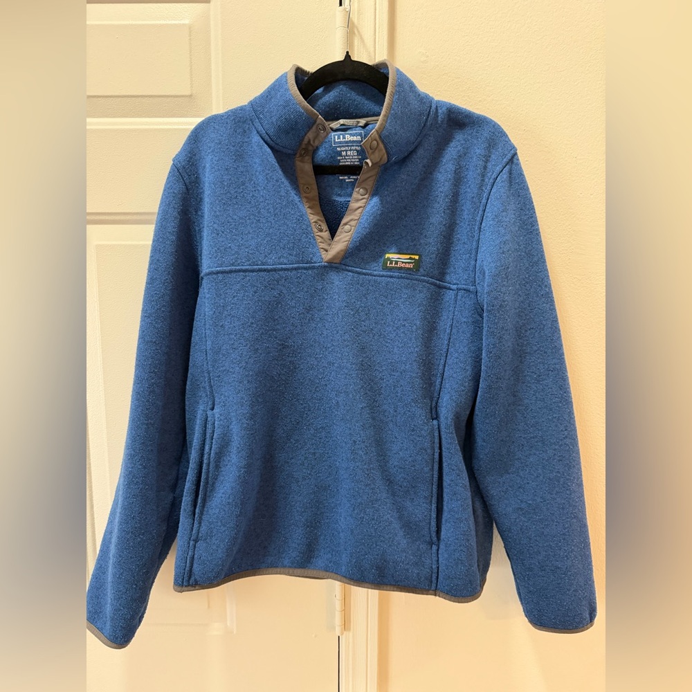 L.L. Bean Men's Button Quarter Zip Sweater in Blue